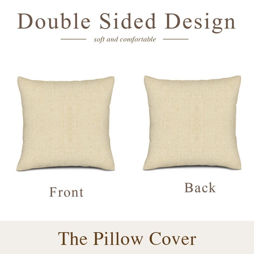 Beige Linen Decorative Throw Pillow Cover – Versatile Two-Tone Design for Modern Home Décor