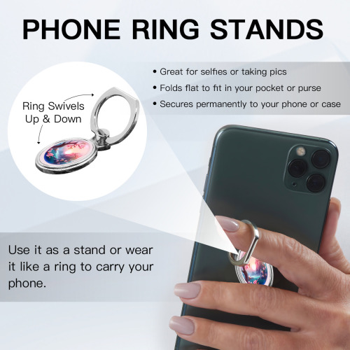 Sturdy Metal Phone Holder - Customizable oval ring grip for smartphones, portable and reliable - Ideal gift for friends and family