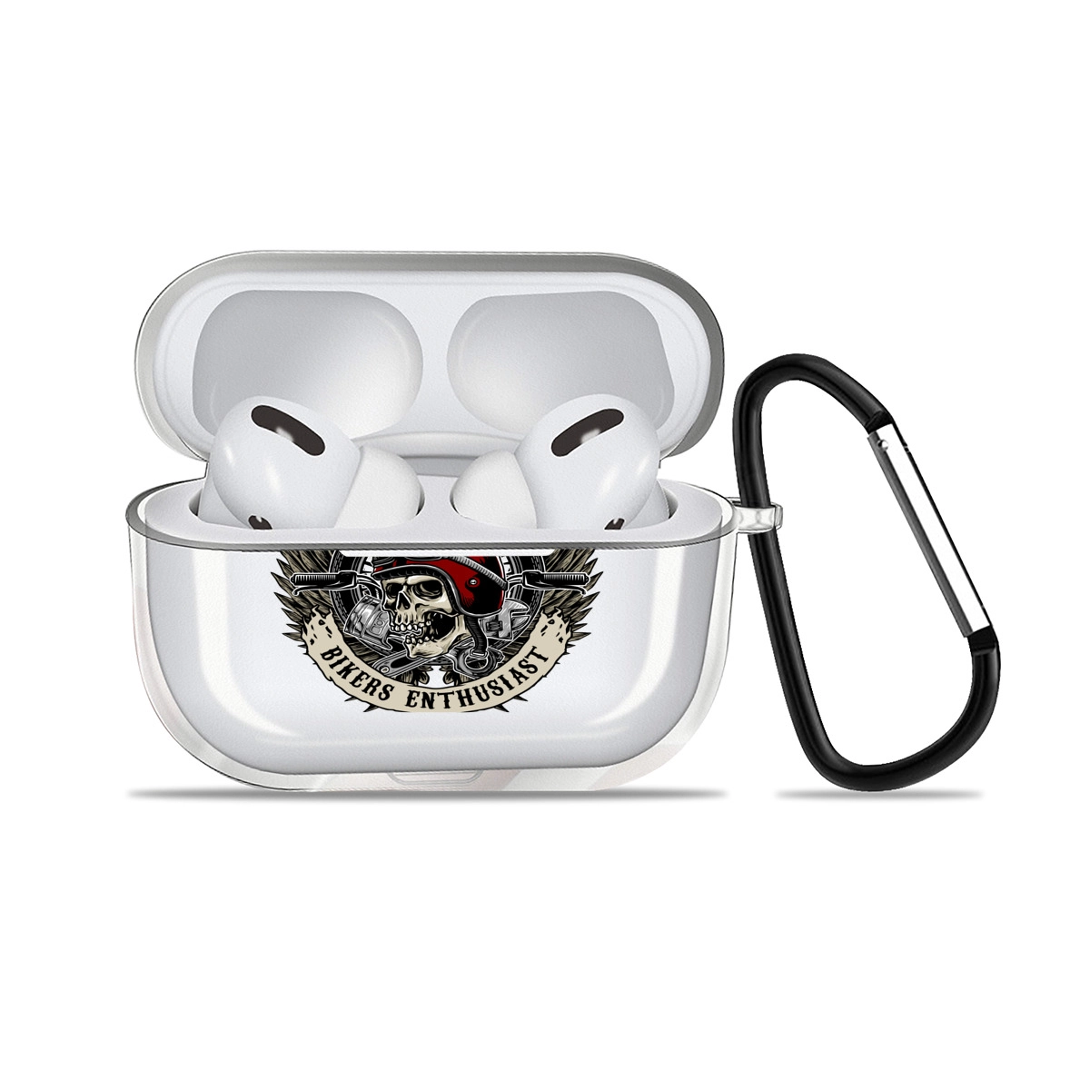 Custom Skull Design AirPods Pro Case - Durable Protective Earbuds Cover with Keychain Clip for Personalized Style