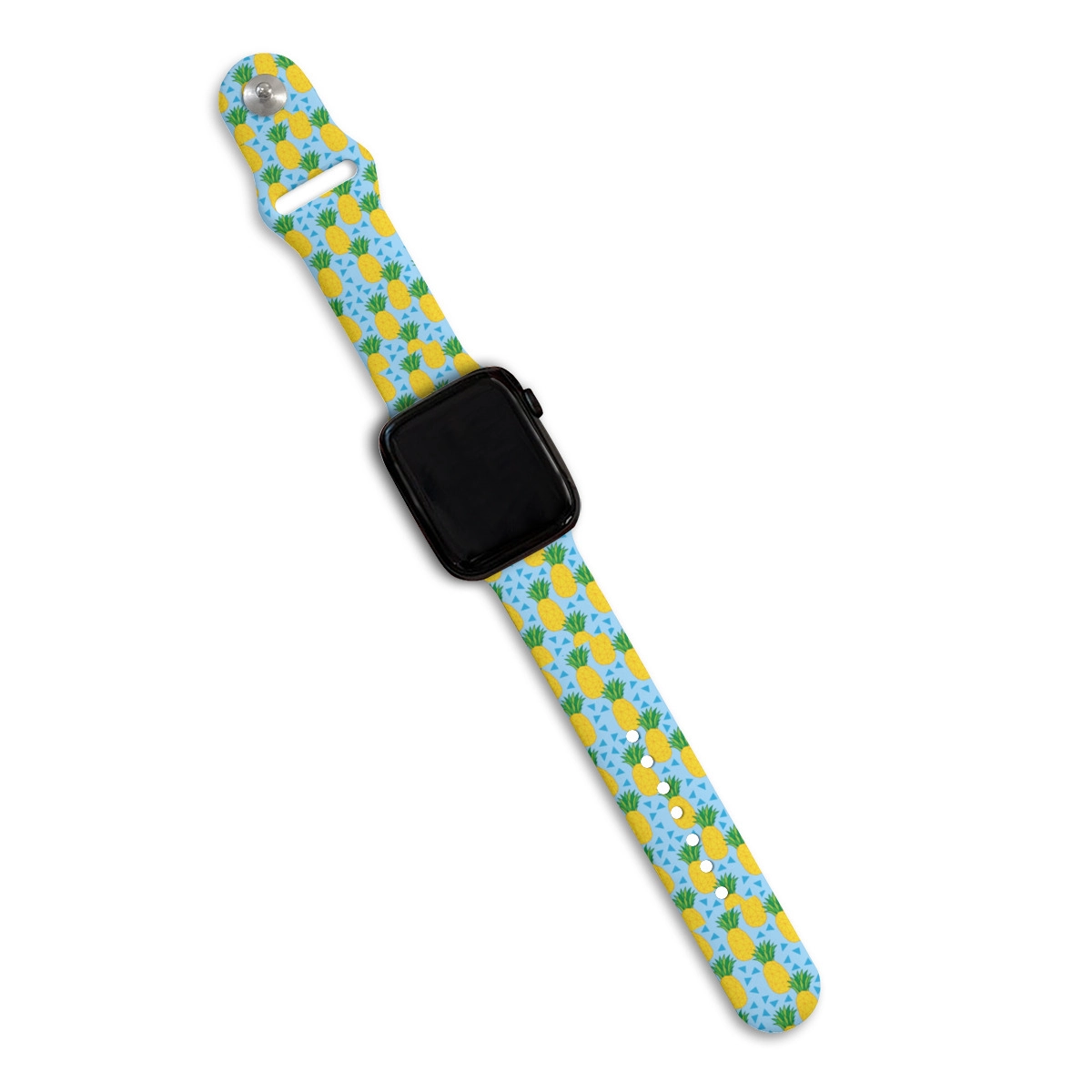 Custom Design Apple Single Buckle Watch Band - Vibrant Lemon / Floral Print, Durable Wrist Strap for Active Lifestyle