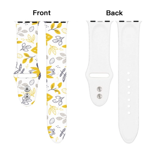 Floral and Citrus Patterned Silicone Strap for Apple Watch, Dual Buckle Design, Fashionable Custom Accessory for Tech-Savvy Consumers