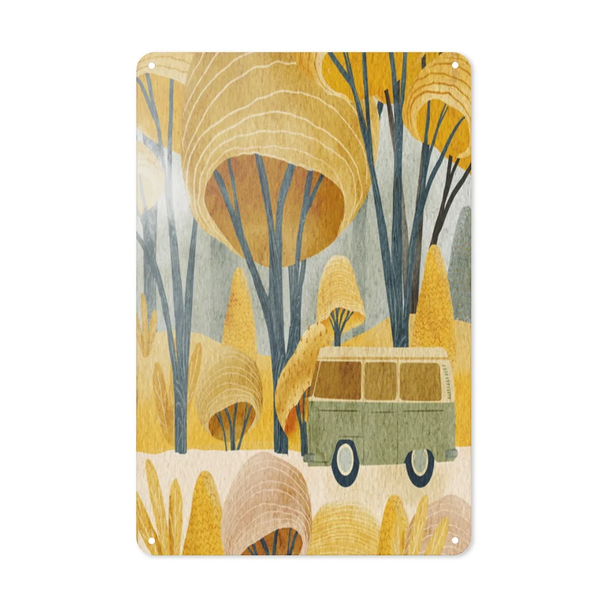 Whimsical Forest-Themed Art Print on Metal Panel, 8x12 inches - Vintage-Inspired Decorative Wall Art for Home and Office