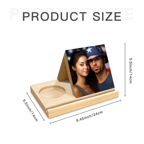 Customizable Wooden Triangle Photo Stand - Personalized Picture Holder for Desk Decor