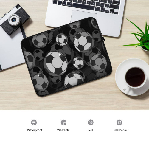 Soccer-Themed Laptop Sleeve – Plush Protective Case with Football Pattern – Personalized Tech Gear for Sport Lovers