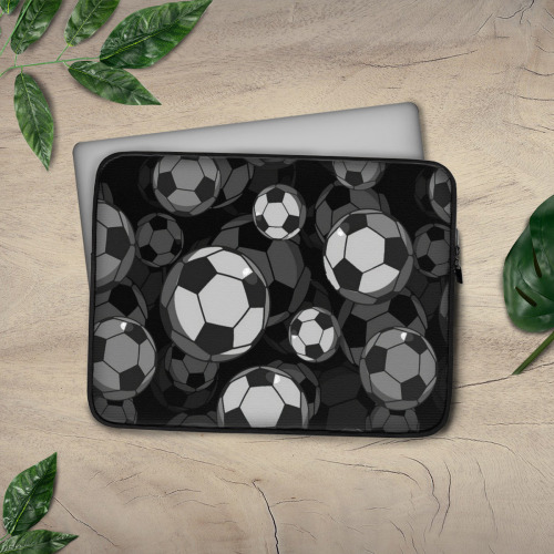 Soccer-Themed Laptop Sleeve – Plush Protective Case with Football Pattern – Personalized Tech Gear for Sport Lovers