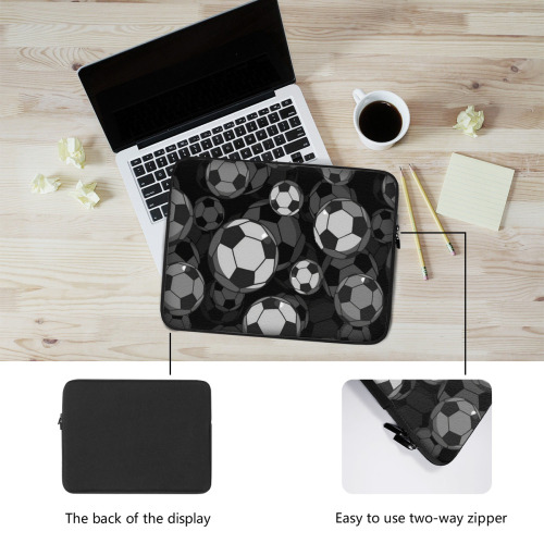 Soccer-Themed Laptop Sleeve – Plush Protective Case with Football Pattern – Personalized Tech Gear for Sport Lovers