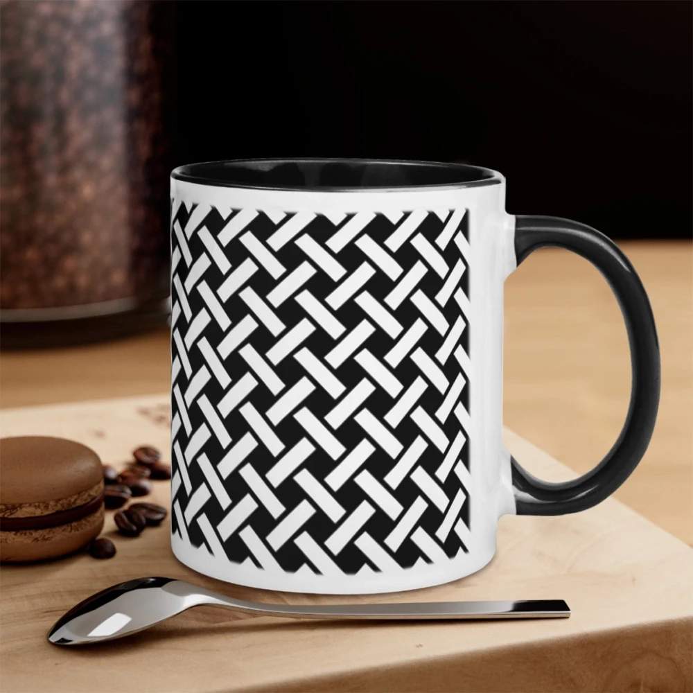 Customizable Two-Tone Ceramic Mug - Personalized White and Black Coffee Cup for Unique Gift Ideas