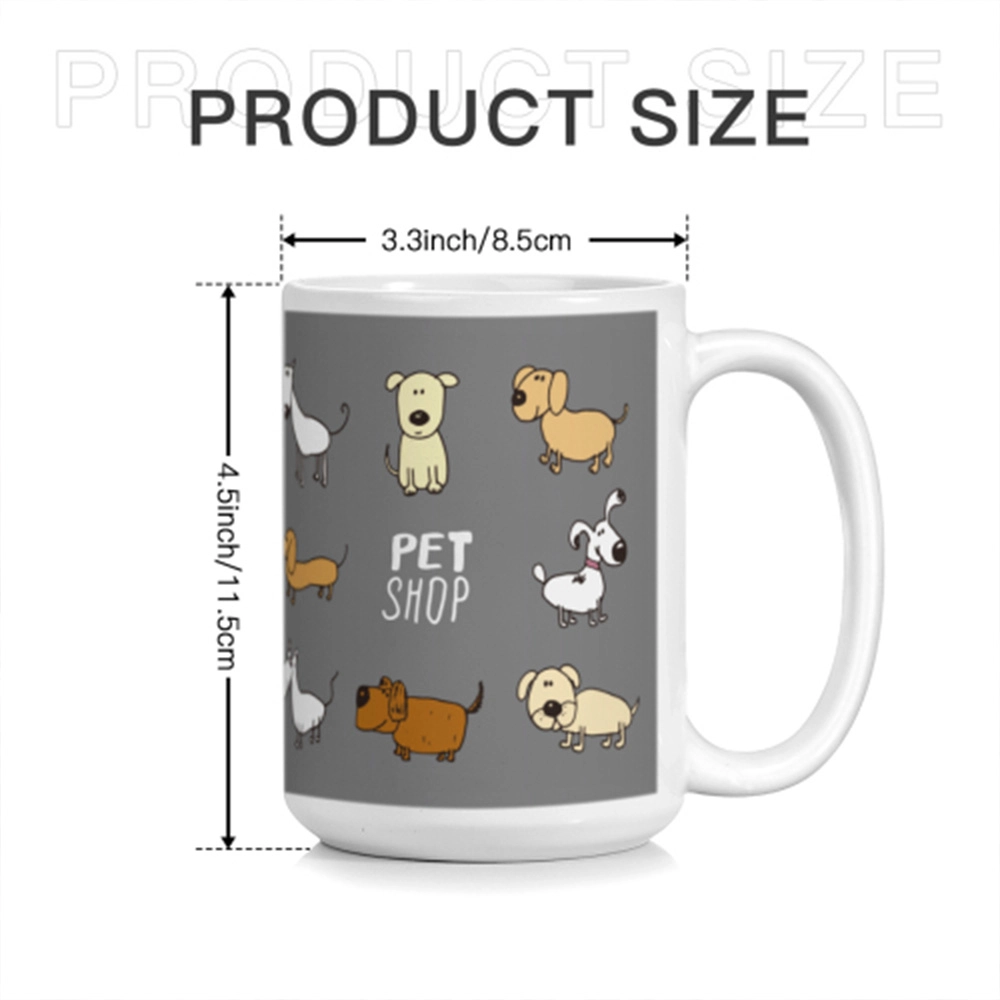 Customizable White Ceramic Coffee Mug 15oz - Personalized Large Handle Cup for Home and Office Use