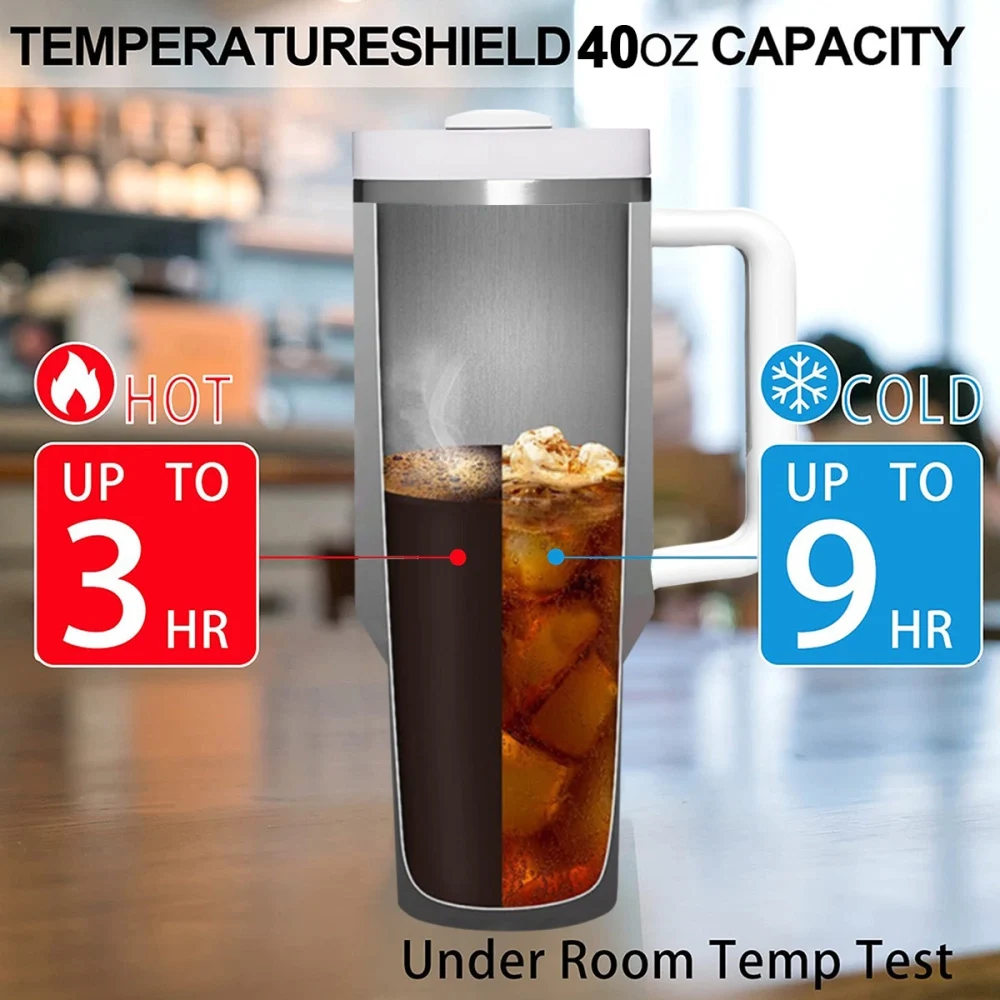 40oz Customizable Large Handle Travel Mug – Durable Insulated Car Tumbler for Hot and Cold Beverages