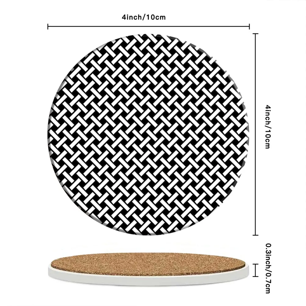 Customizable Ceramic Coaster Set – Modern Round Drink Mats for Home / Office Decor, Unique Design, Durable / Absorbent