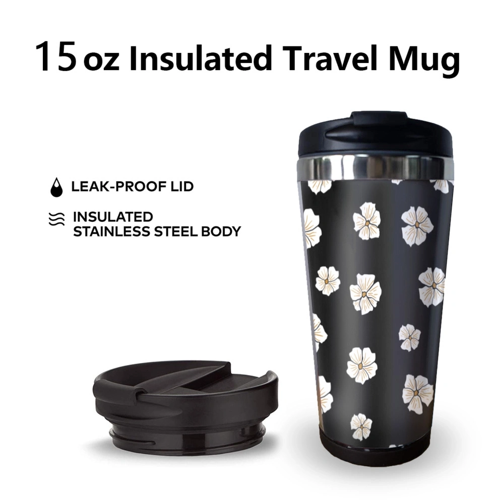 Customizable Stainless Steel Travel Mug, 15oz (440ml) - Personalized Insulated Coffee Tumbler for On-the-Go Lifestyle