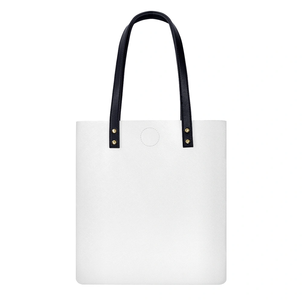 Customizable Leather Tote Bag - Elegant Monochrome Design with Durable Straps for Everyday Sophistication