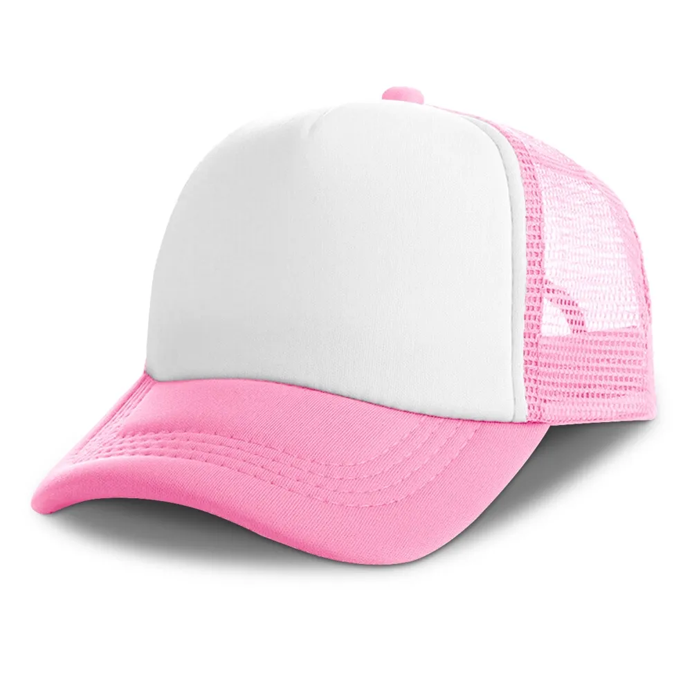 Customizable Pink and White Trucker Cap – Mesh Back Personalized Snapback