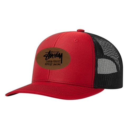 Customizable Outdoor Sun Cap with Mesh Back and Oval Leather Patch - Unique Design Trucker Hat