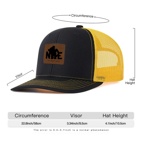 Custom Outdoor Mesh Cap with Square Leather Patch – Personalized Breathable Sun Hat for Active Lifestyle