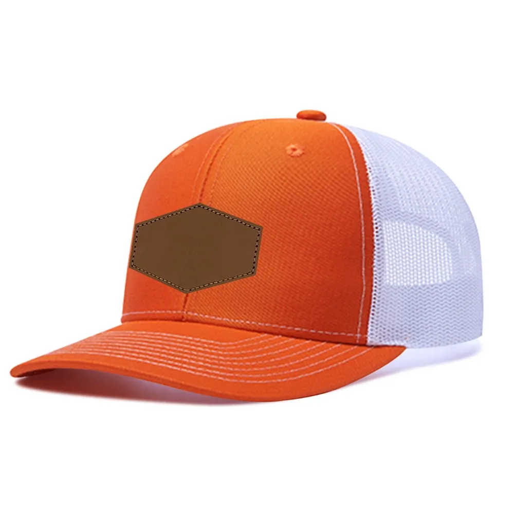 Customizable Hexagon Patch Trucker Hat - Outdoor Sun Protection Mesh Cap for Casual Wear