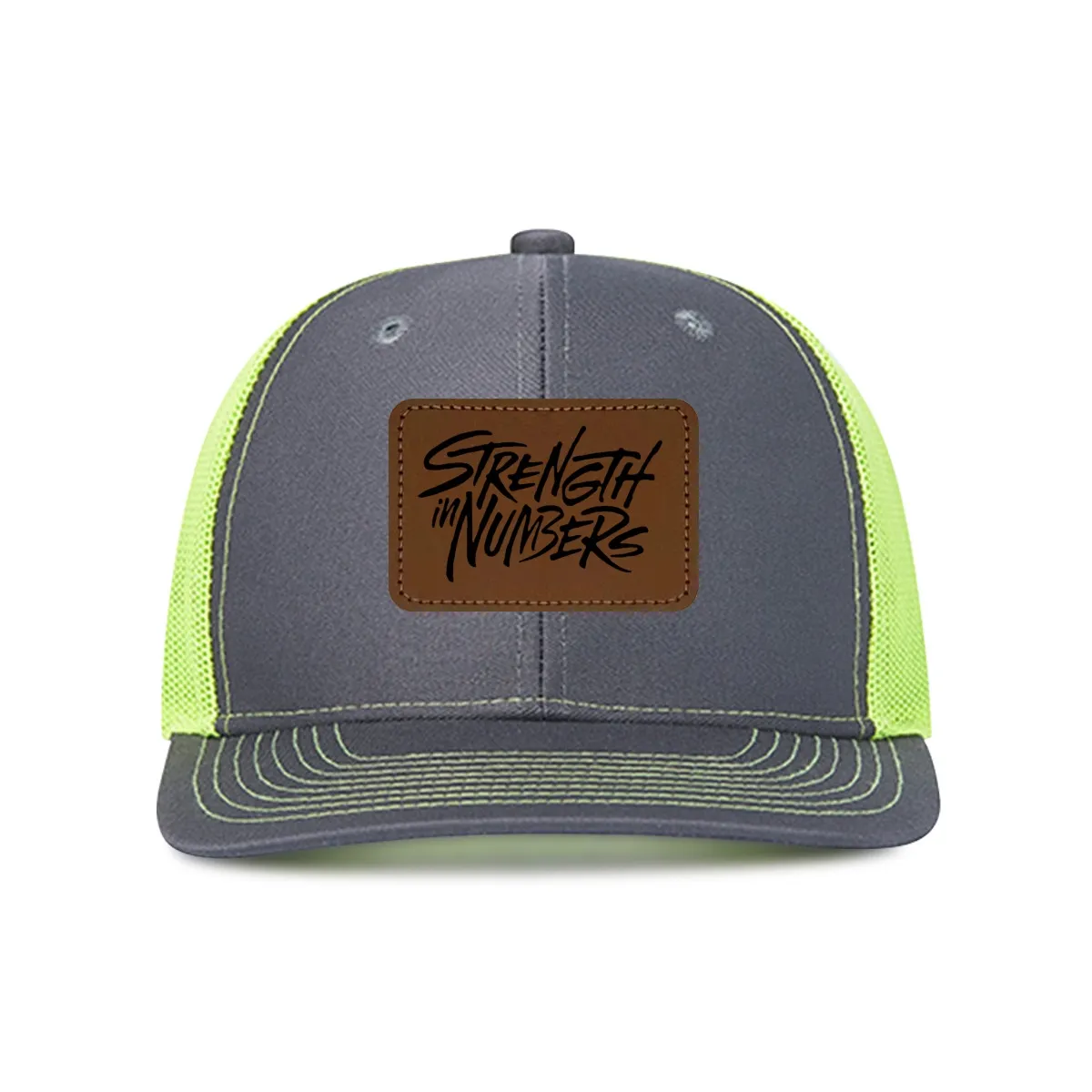 Customizable Outdoor Mesh Trucker Hat with Rectangular Leather Patch - Breathable Sun Protection Cap