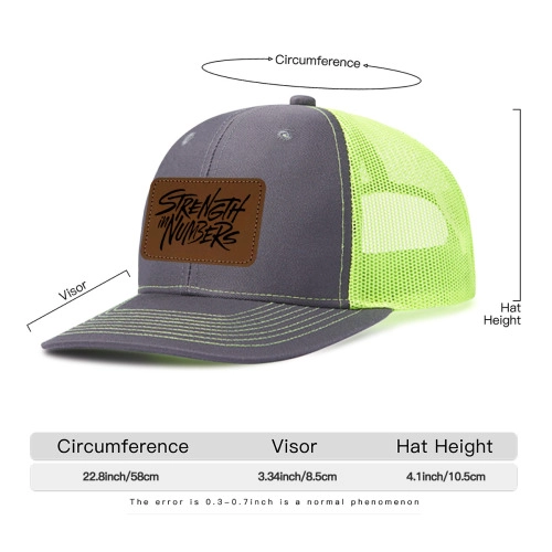 Customizable Outdoor Mesh Trucker Hat with Rectangular Leather Patch - Breathable Sun Protection Cap