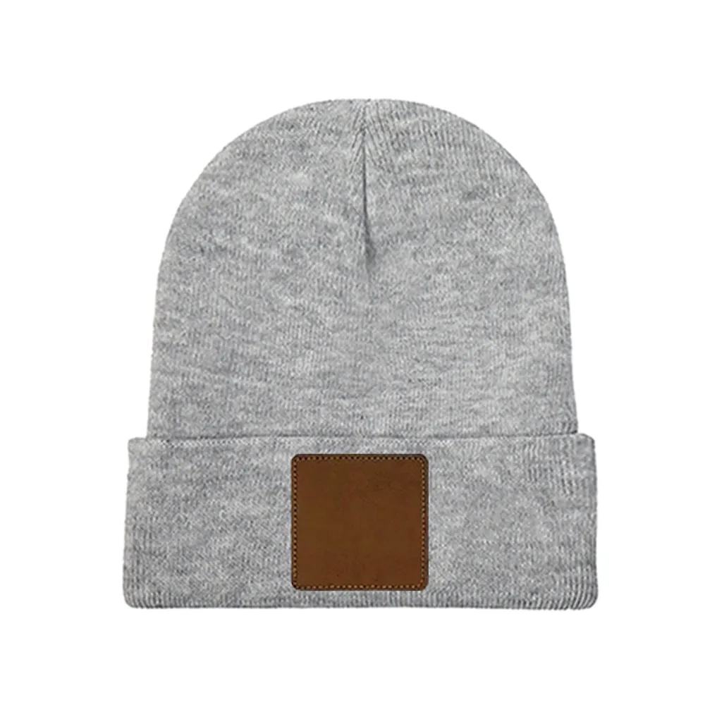 Customized Laser Etched Knit Beanie - Unique Square Design