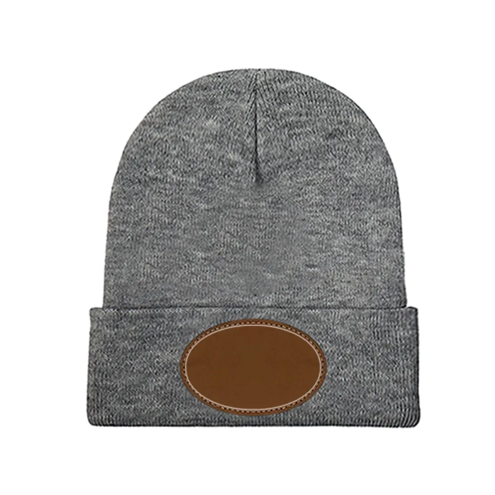 Custom Laser-Engraved Knit Beanie: Personalized Oval Design