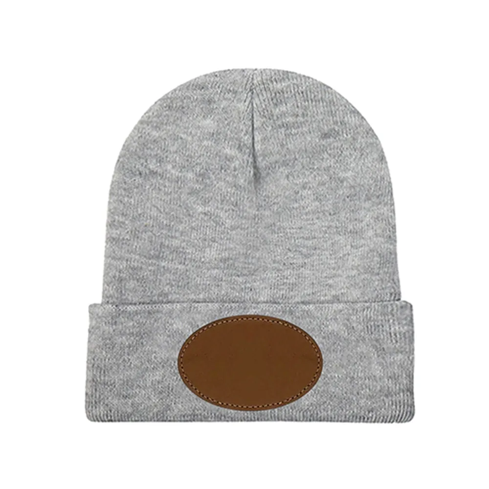 Customized Laser-Engraved Knit Beanie - Unique Oval Design