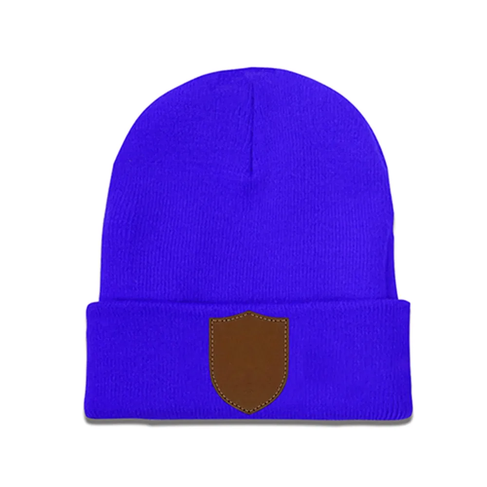 Custom Laser Engraved Shield Knit Beanie: Personalized Winter Headwear