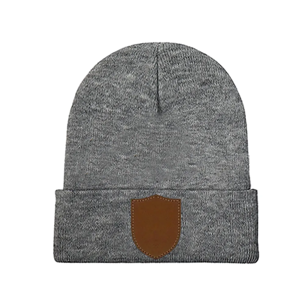 Custom Laser Engraved Shield Knit Beanie: Personalized Winter Headwear