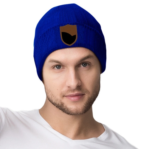 Custom Laser Engraved Shield Knit Beanie: Personalized Winter Headwear