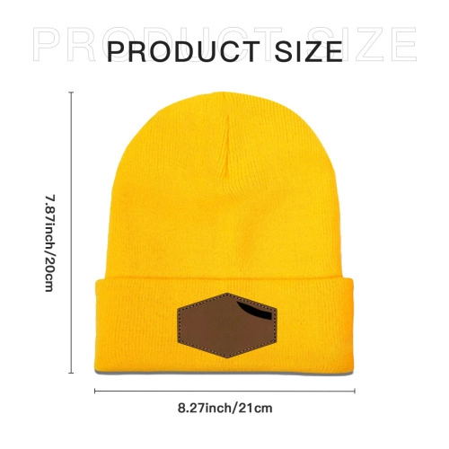 Customizable Knit Hat with Leather Hexagon Detailing and Laser Engraving