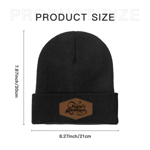 Customizable Knit Beanie with Laser-Engraved Leather Patch - Personalized Unisex Winter Hat for Style and Warmth