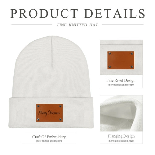 Personalized Knit Beanie with Custom Laser-Engraved Leather Patch - Stylish Winter Accessory for Unique Fashion Statement