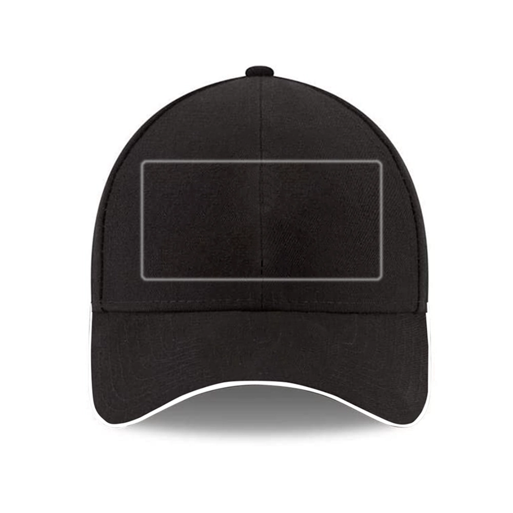 Customizable Black Baseball Cap with Distinctive White Trim for Personalized Style