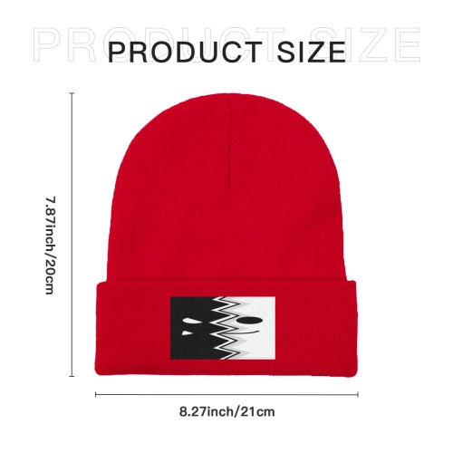 Customizable Red Beanie with Patch – Personalized Knit Hat for Unique Style