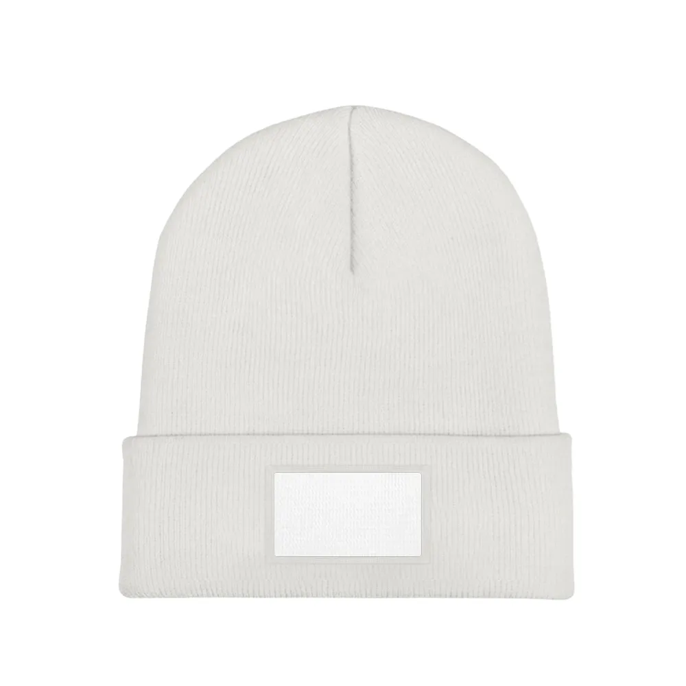 Customizable Black Knit Beanie with Unique Personalized Patch – Unisex Winter Hat for Stylish Warmth and Comfort