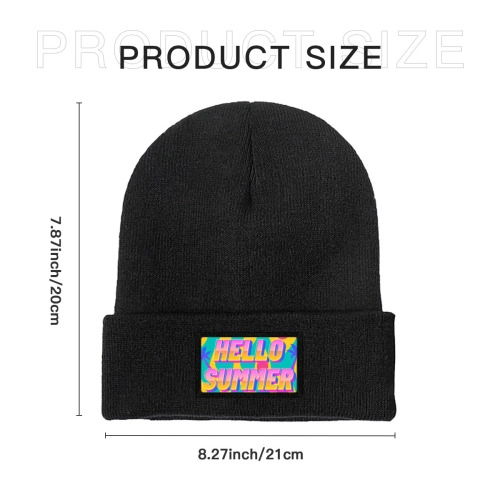 Customizable Black Knit Beanie with Unique Personalized Patch – Unisex Winter Hat for Stylish Warmth and Comfort