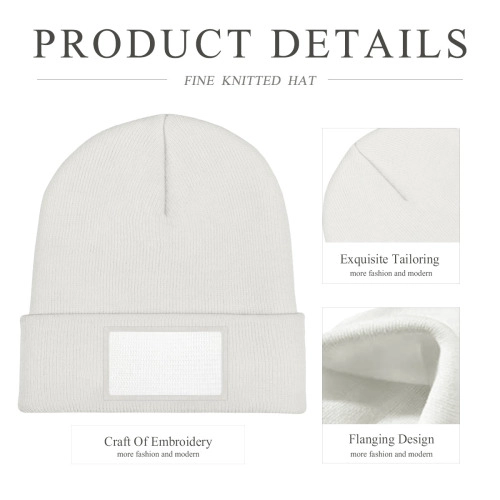 Customizable Yellow Knit Beanie with Patch – Personalized Acrylic Winter Hat for Unisex Style