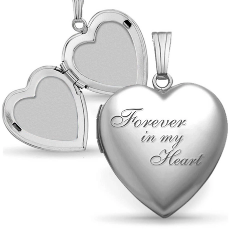 Personalized Engravable Heart Pendant - Romantic Stainless Steel 'Forever in my Heart' Keepsake Necklace