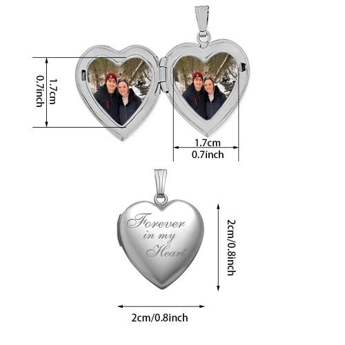 Personalized Engravable Heart Pendant - Romantic Stainless Steel 'Forever in my Heart' Keepsake Necklace