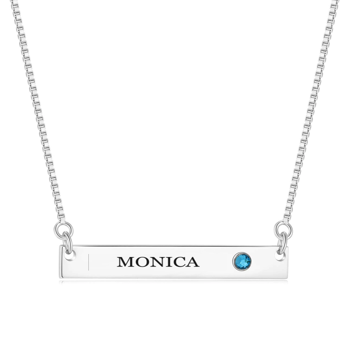 Customizable Birthstone Bar Necklace with Engraving - Personalized Jewelry for Gift