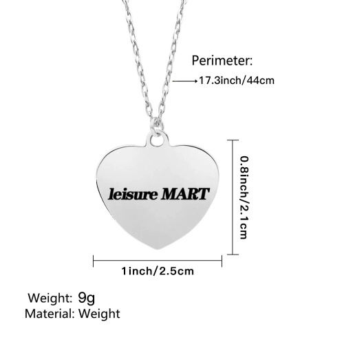 Custom Engraved Heart Pendant Necklace – Dual-Sided, Personalized Jewelry for Timeless Elegance