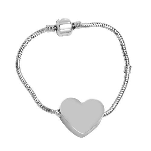 Personalized Heart Charm Snake Chain Bracelet – Custom Photo Pendant, Elegant Silver Jewelry Gift