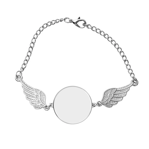 Customizable Winged Circular Bracelet with Personalized Photo Charm - Trendy Accessory for Unique Self-Expression