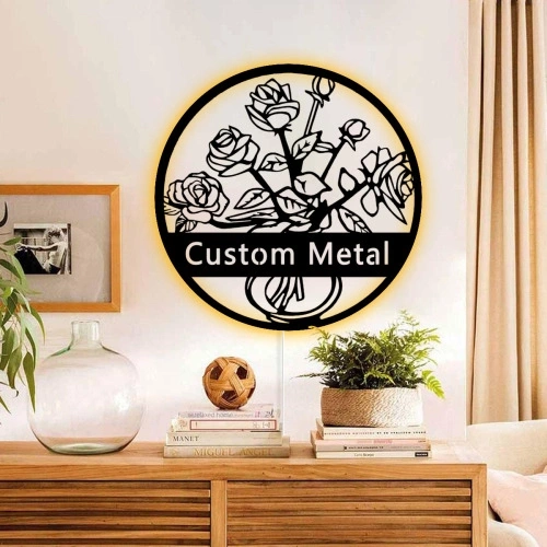 Customizable LED Iron Crafted Wall Art Light – Multicolor Ambient Lighting with Modern Floral Design for Home Decor