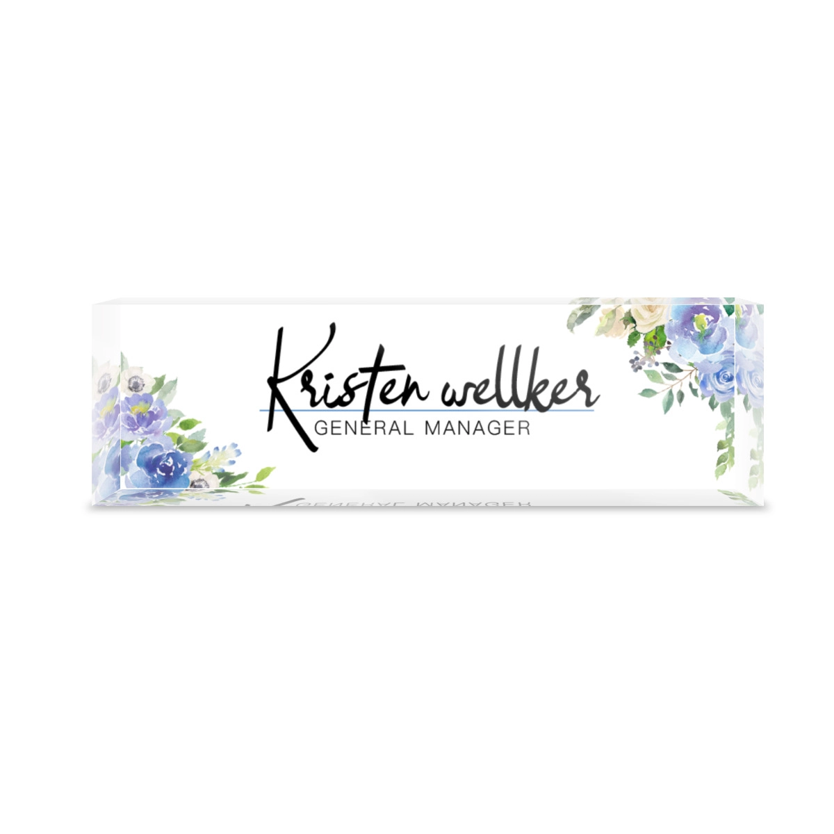 Custom Personalized Acrylic Desk Nameplate – Elegant Floral Design for Office Managers and Professionals