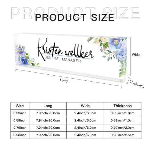 Custom Personalized Acrylic Desk Nameplate – Elegant Floral Design for Office Managers and Professionals