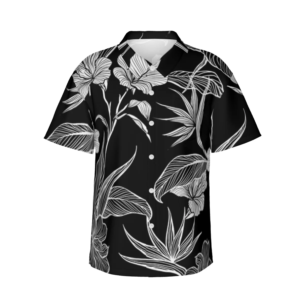 Men's Customizable Short Sleeve Button-Up Shirt - Personalized Comfort Fit for Casual or Beach Wear