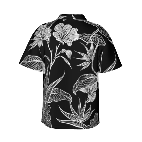 Men's Customizable Short Sleeve Button-Up Shirt - Personalized Comfort Fit for Casual or Beach Wear