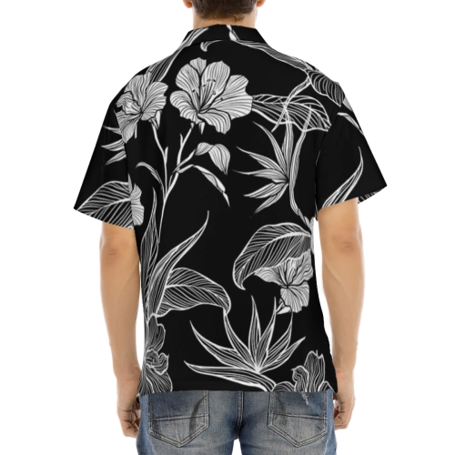 Men's Customizable Short Sleeve Button-Up Shirt - Personalized Comfort Fit for Casual or Beach Wear