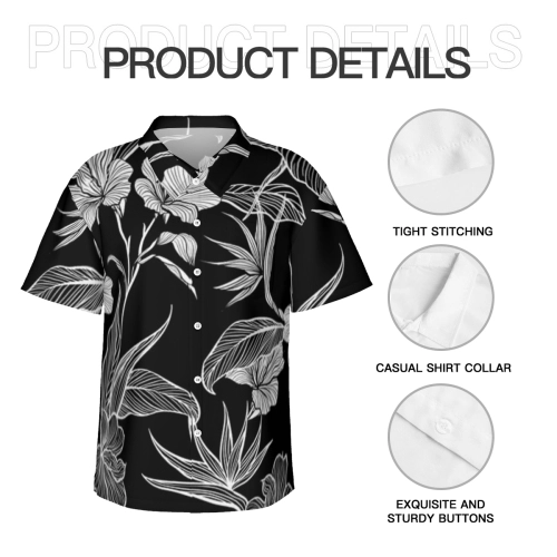 Men's Customizable Short Sleeve Button-Up Shirt - Personalized Comfort Fit for Casual or Beach Wear