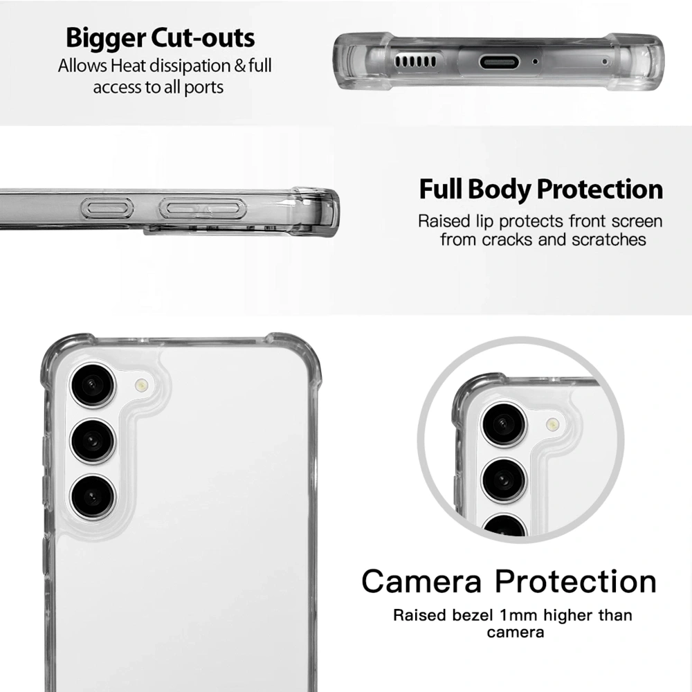 Samsung Galaxy S23 Plus Custom-Fit Transparent Case: Reinforced Corner Protection, Scratch-Resistant Cover with Enhanced Grip for Personalized Style / Durability